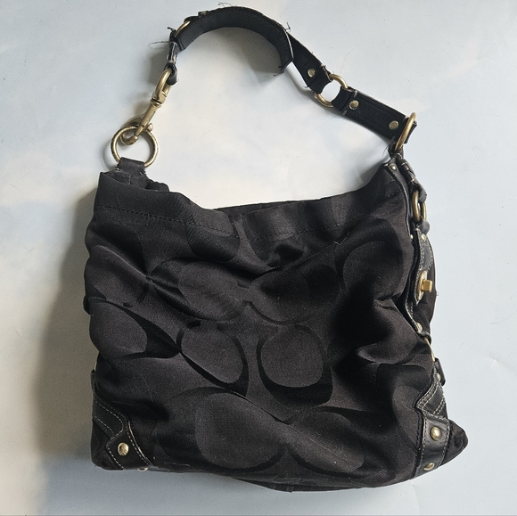 Vintage Y2k Black Coach Hobo Bag Leather Strap Coach Y2k Bag - Picture 1 of 16